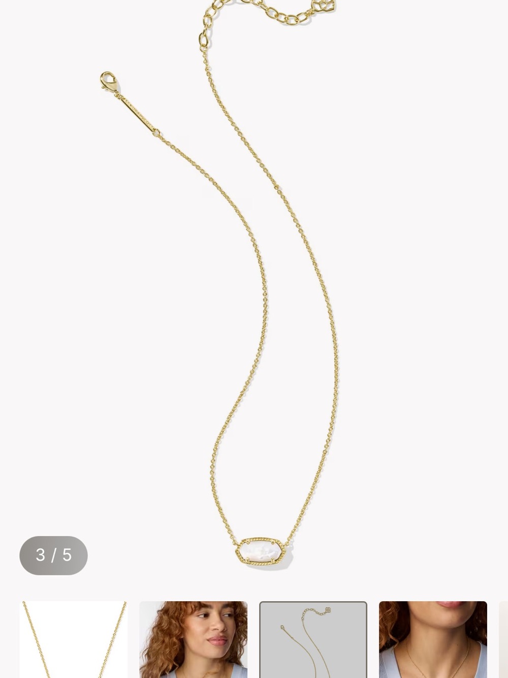 Kendra Scott Gold Necklace with White Oval Stone